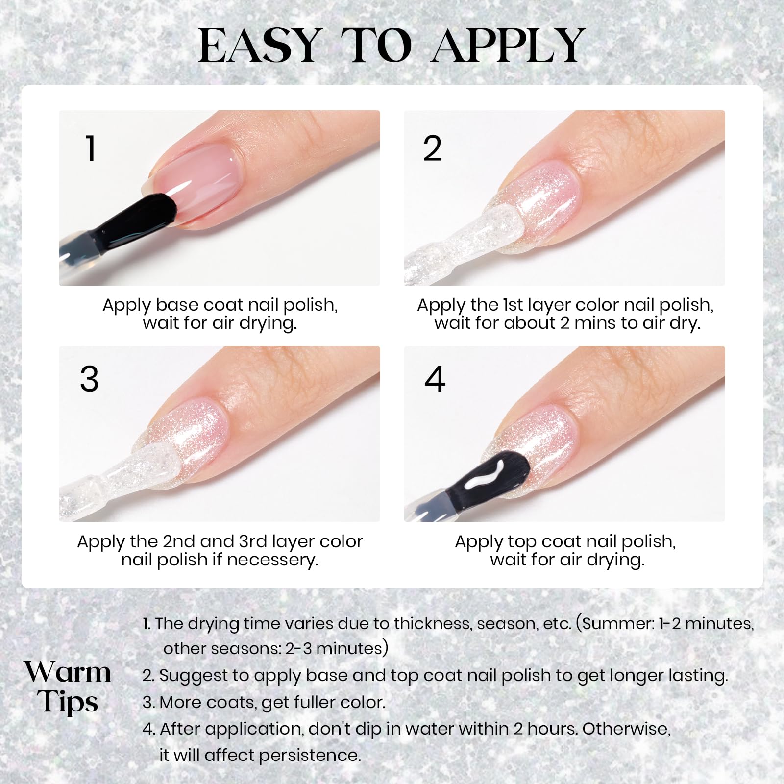 Manicura pulida en mano, brillo intenso con MIZHSE.