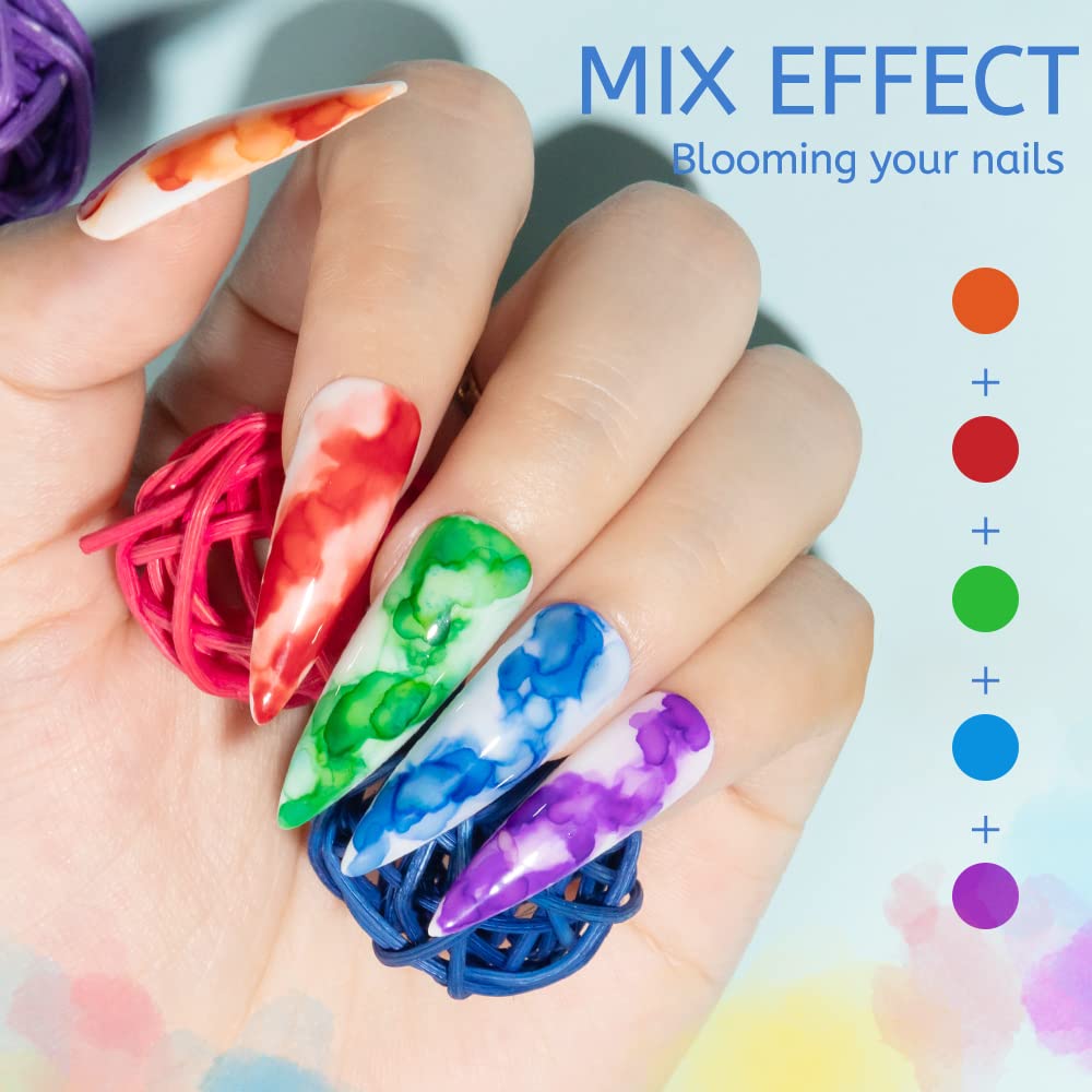 MIZHSE Mezcla de colores marmol para crear efectos únicos en uñas.