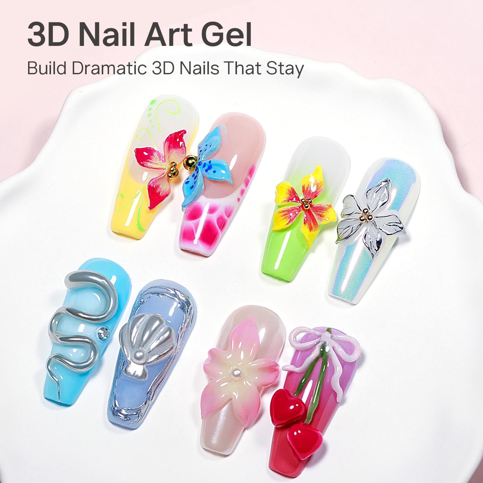 MIZHSE moldes de flores 3D para uñas con acabado floral.