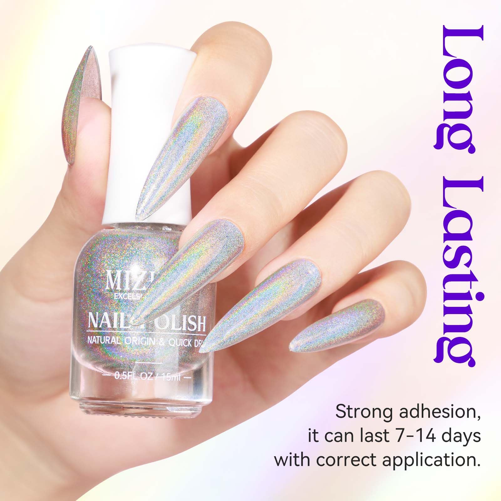 MIZHSE Pigmento iridiscente que realza la manicura con destellos plateados.