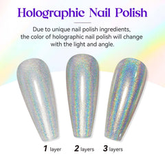 MIZHSE Esmalte hologografico con acabado iridiscente para looks diarios.