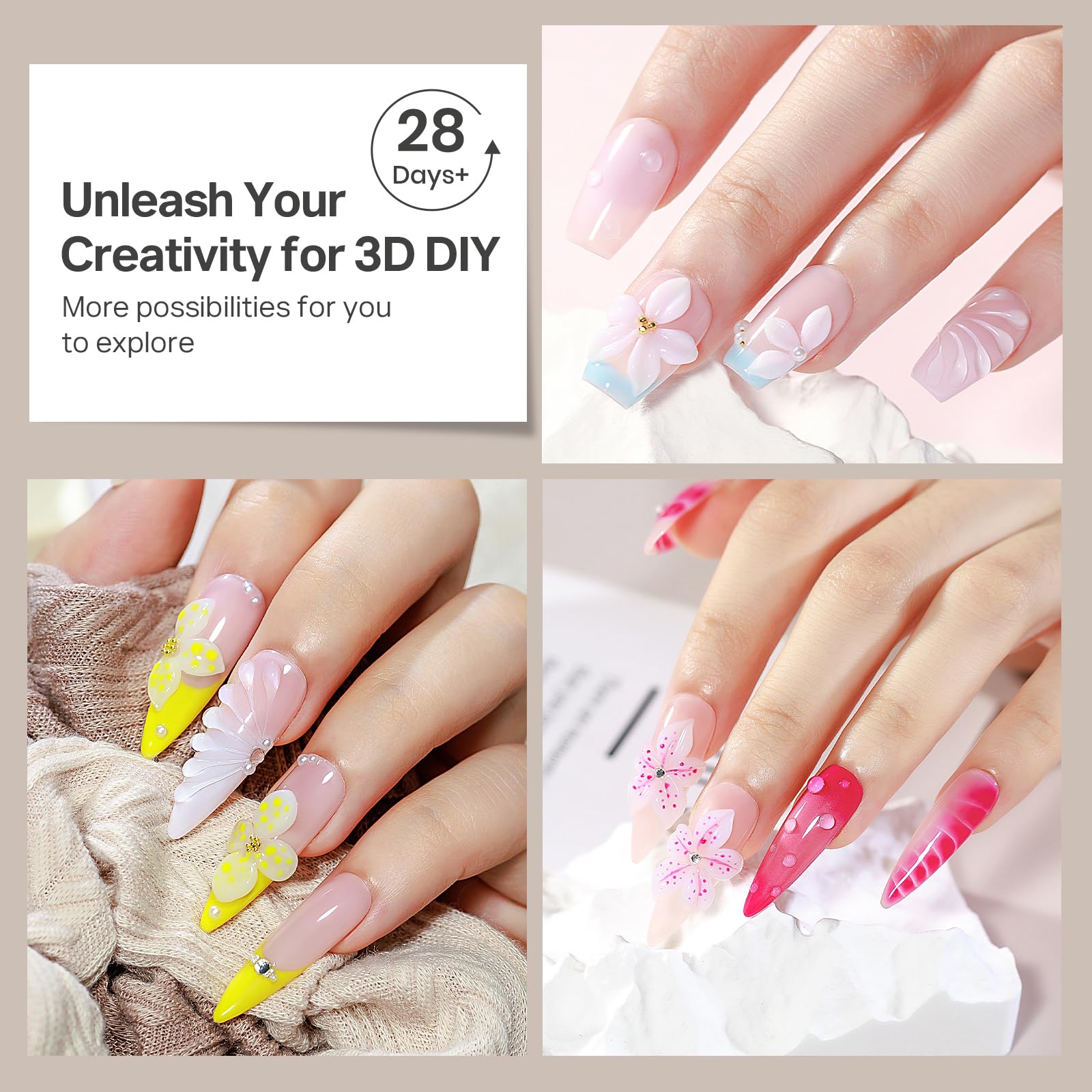 MIZHSE gel 3D: polvo cromo para acabados brillantes.