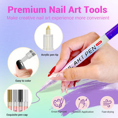 Conjunto de bolígrafos MKNZOME para uñas con colores vibrantes para diseños creativos.