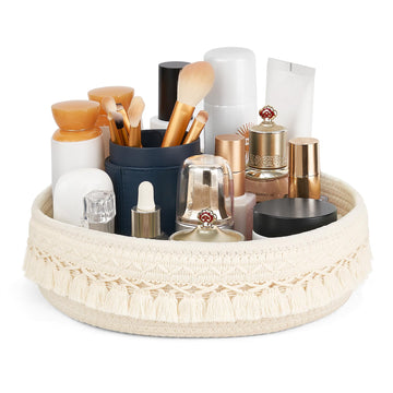 Mkono cesto macramé para maquillaje y perfume, ideal para mantener cosméticos ordenados