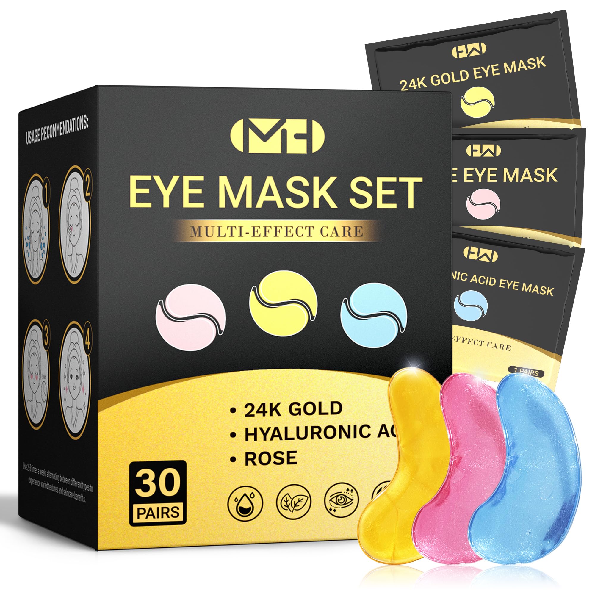 Parches ojos MLDWYH 24K oro para firmeza y revitalización de la mirada