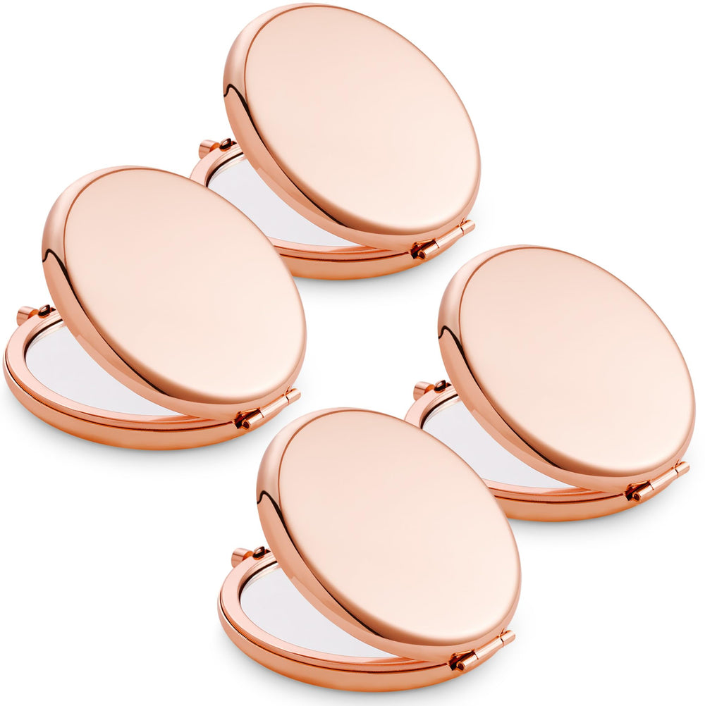 Espejo MLLXX de bolso con doble cara 1X/2X en rosa dorado, ideal para retoques.