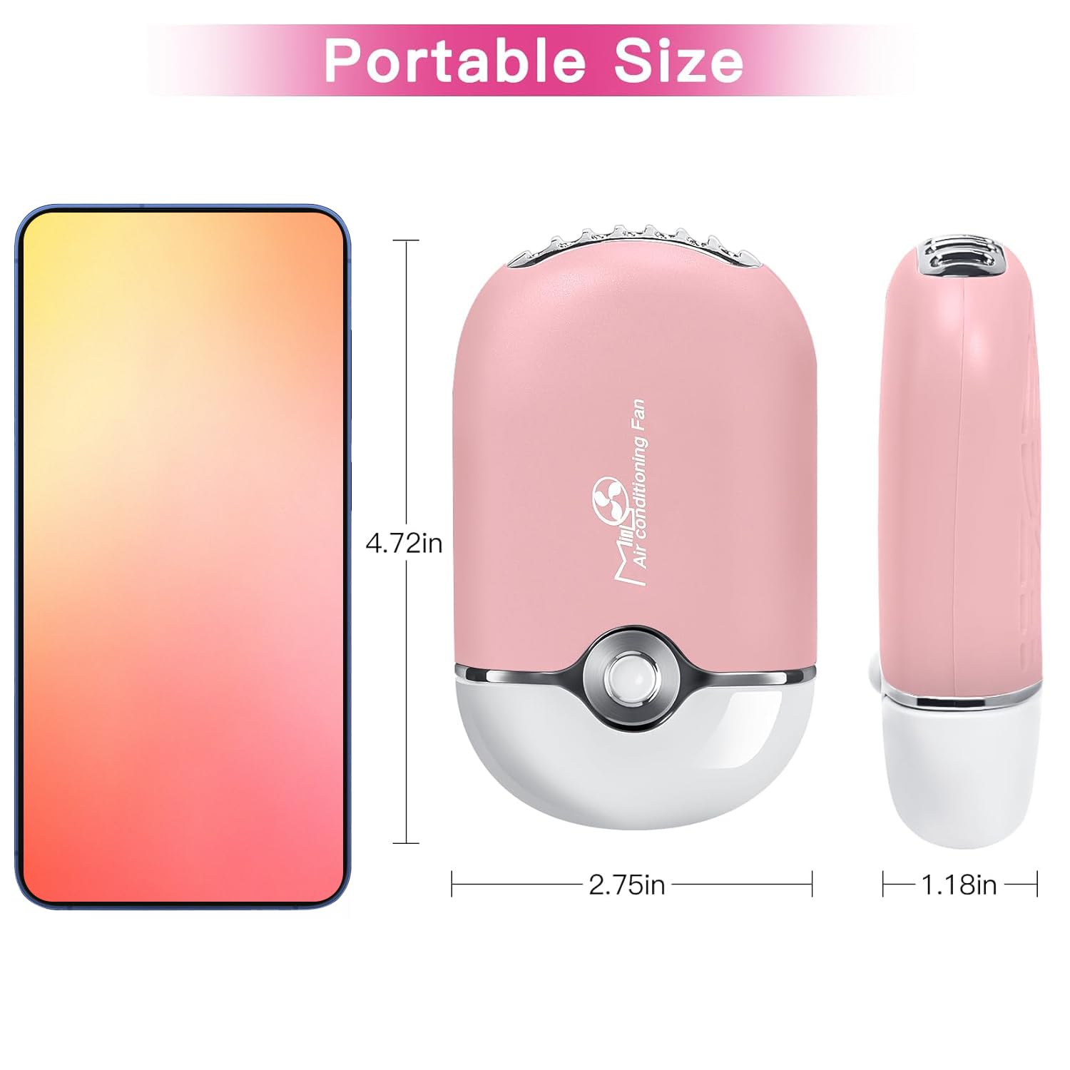 mlogiroa Lash Fan Mini batería de 500 mAh para varias horas de uso.