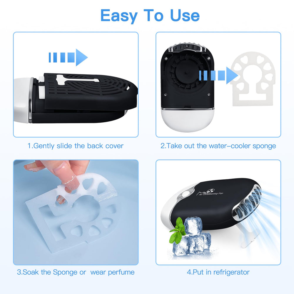 mlogiroa Ventilador para extensiones de pestañas con esponja integrada, enfriamiento suave.