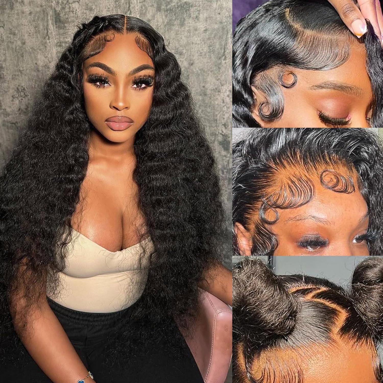 MMFZPHEIR deep wave lace front wig in 26 inch with natural movement
