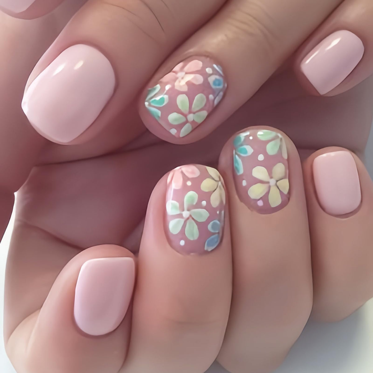 MMNHJHUT uñas postizas flor coloridas para look veraniego y natural