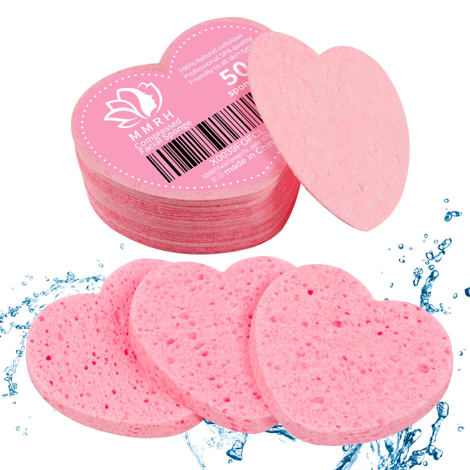 Esponjas MMRH de forma de corazón en caja para limpieza facial suave