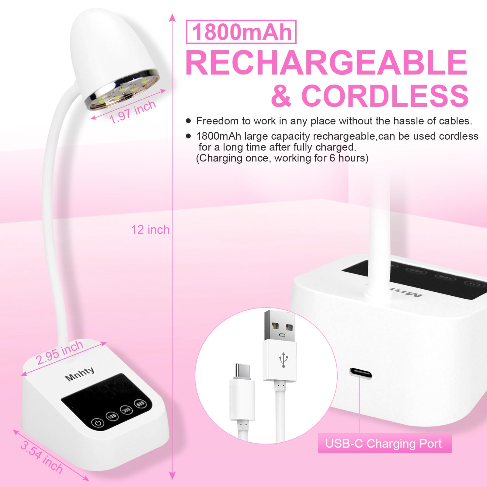 Mnhty lámpara UV con pantalla LCD y temporizadores