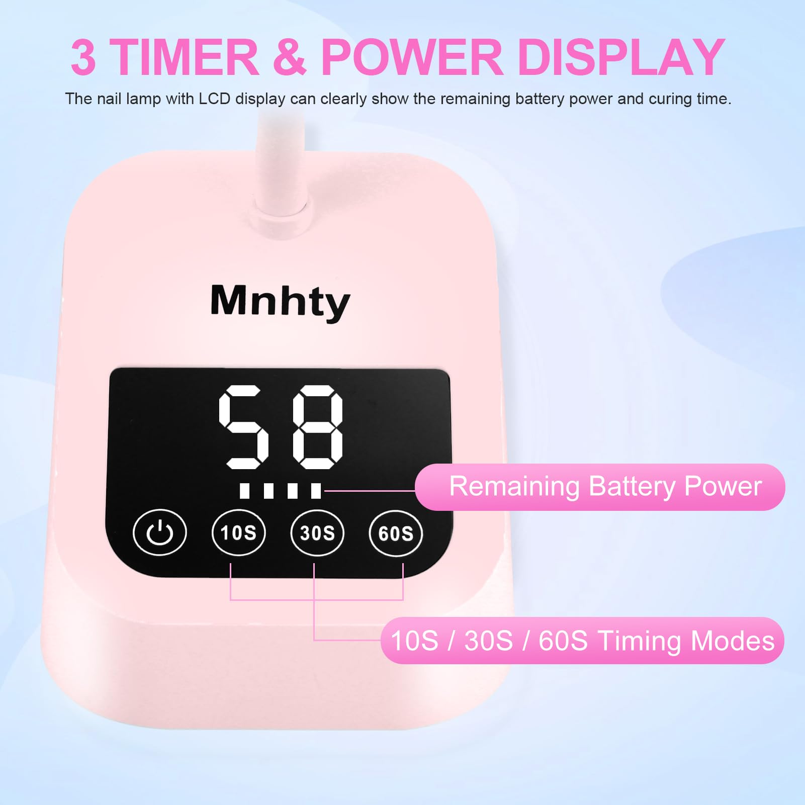 Mnhty lámpara UV LED rosa facilita un diseño compacto para regalar o uso diario.