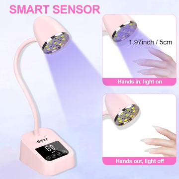 Mnhty lámpara UV LED con pantalla LCD para ajustar tiempo con precisión.
