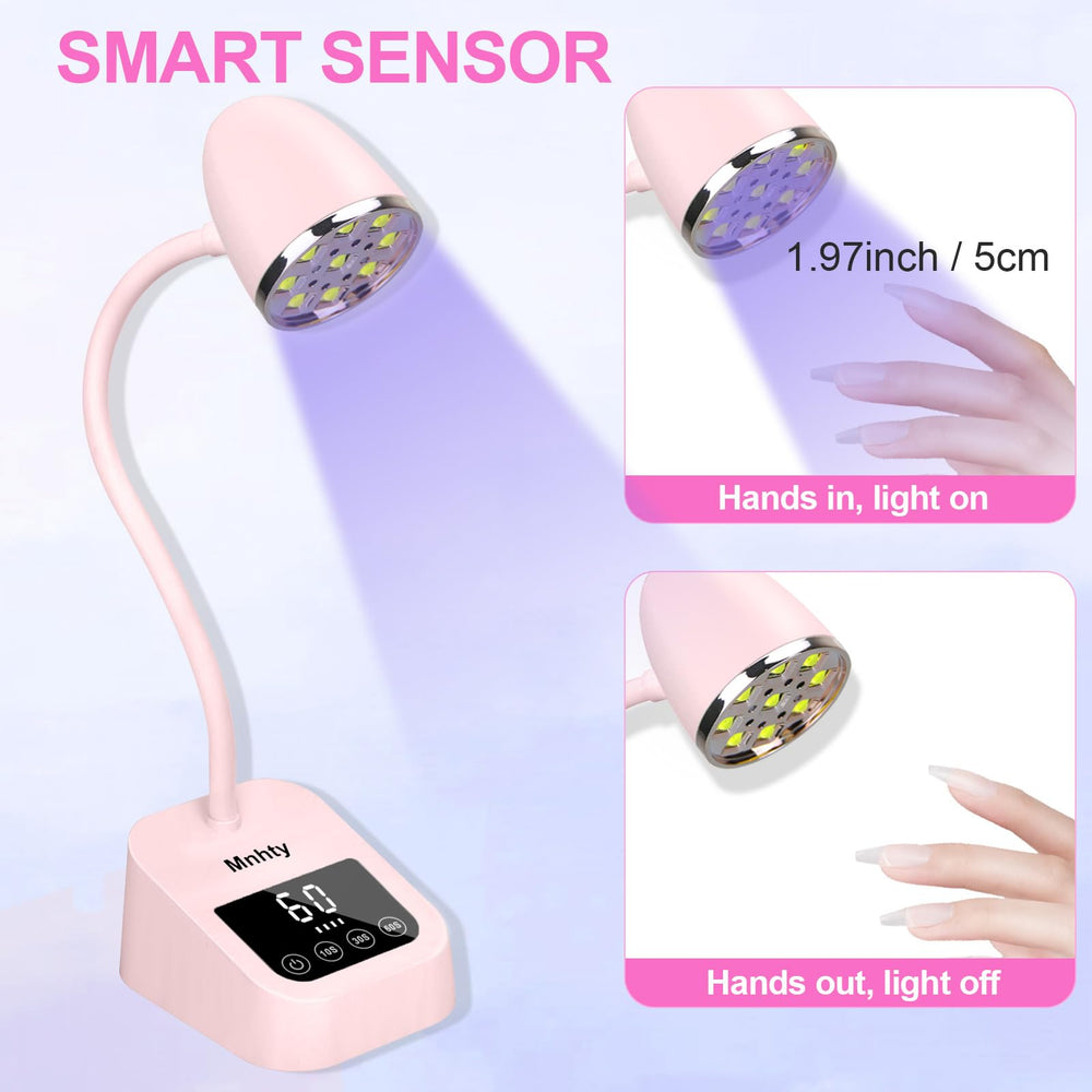 Mnhty lámpara UV LED con pantalla LCD para ajustar tiempo con precisión.