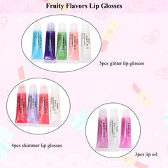 M&U 12 assorted flavors lip glosses deliver playful color options.