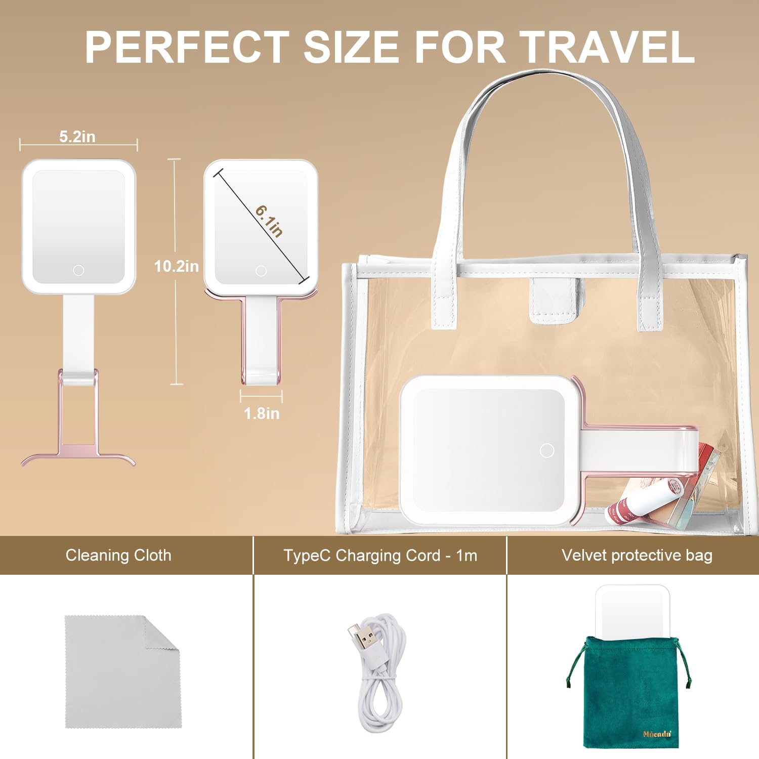 Espejo plegable y ligero, ideal para viajes