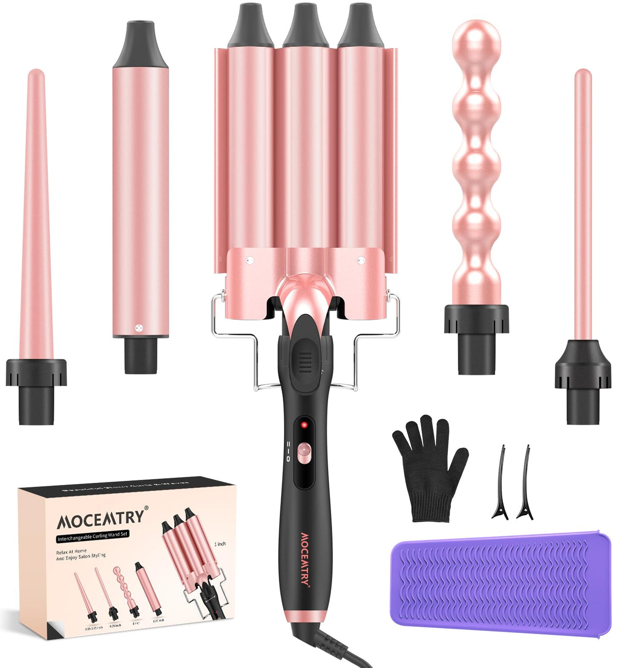 MOCEMTRY set 5 en 1 rizos principal para peinados versátiles