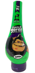 Moco de Gorila Galán Gel brillo extremo en la botella Squizz para peinados duraderos.