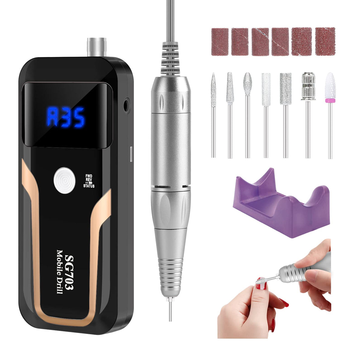 MOCOWIND Portátil limando uñas para manicuras en casa, práctico.