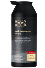 MODA MODA Zero Gray Black Shampoo vertido desde la botella para color natural de canas