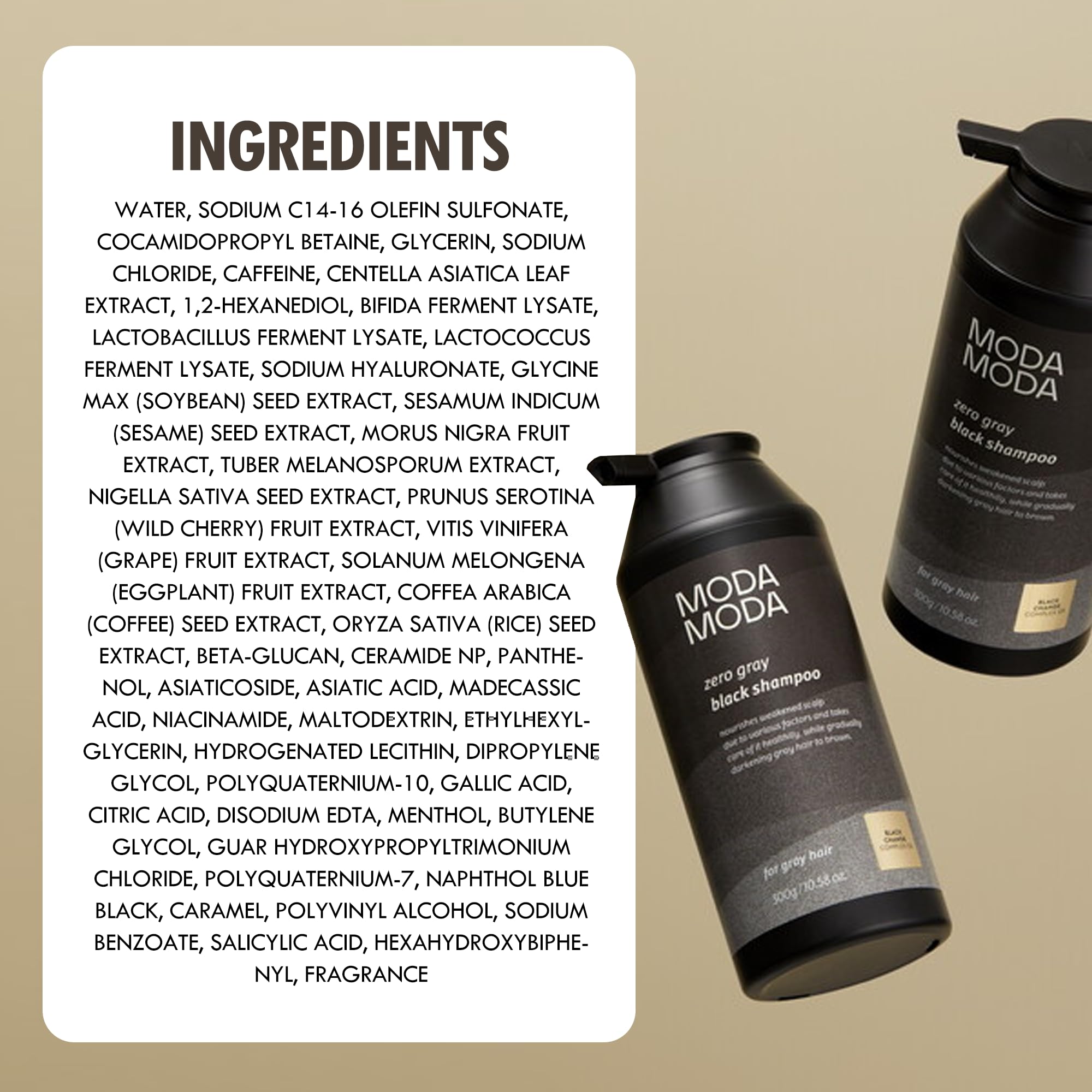 MODA MODA Zero Gray Black Shampoo cereza negra aroma y frescura del color