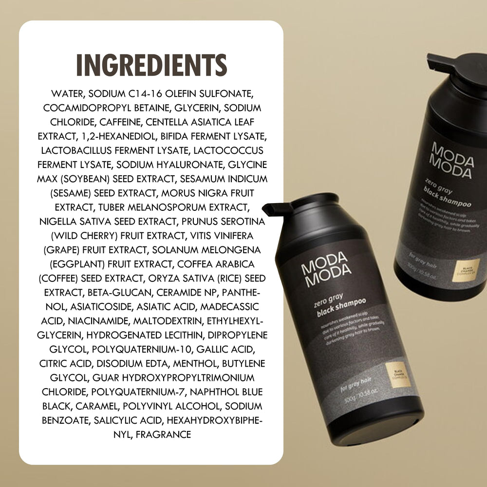 MODA MODA Zero Gray Black Shampoo cereza negra aroma y frescura del color