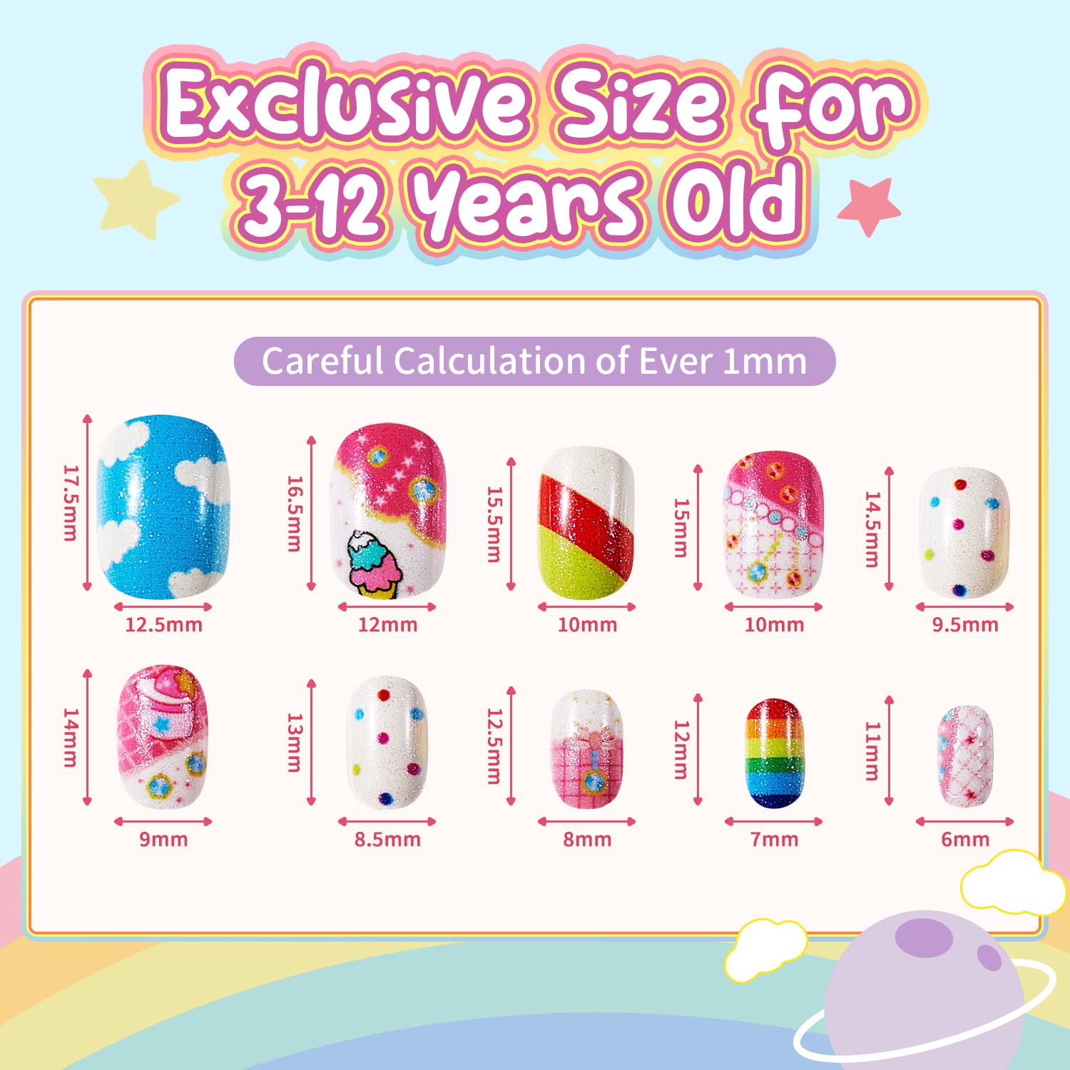 Modelones 144 piezas kit uñas para niñas de estilos.