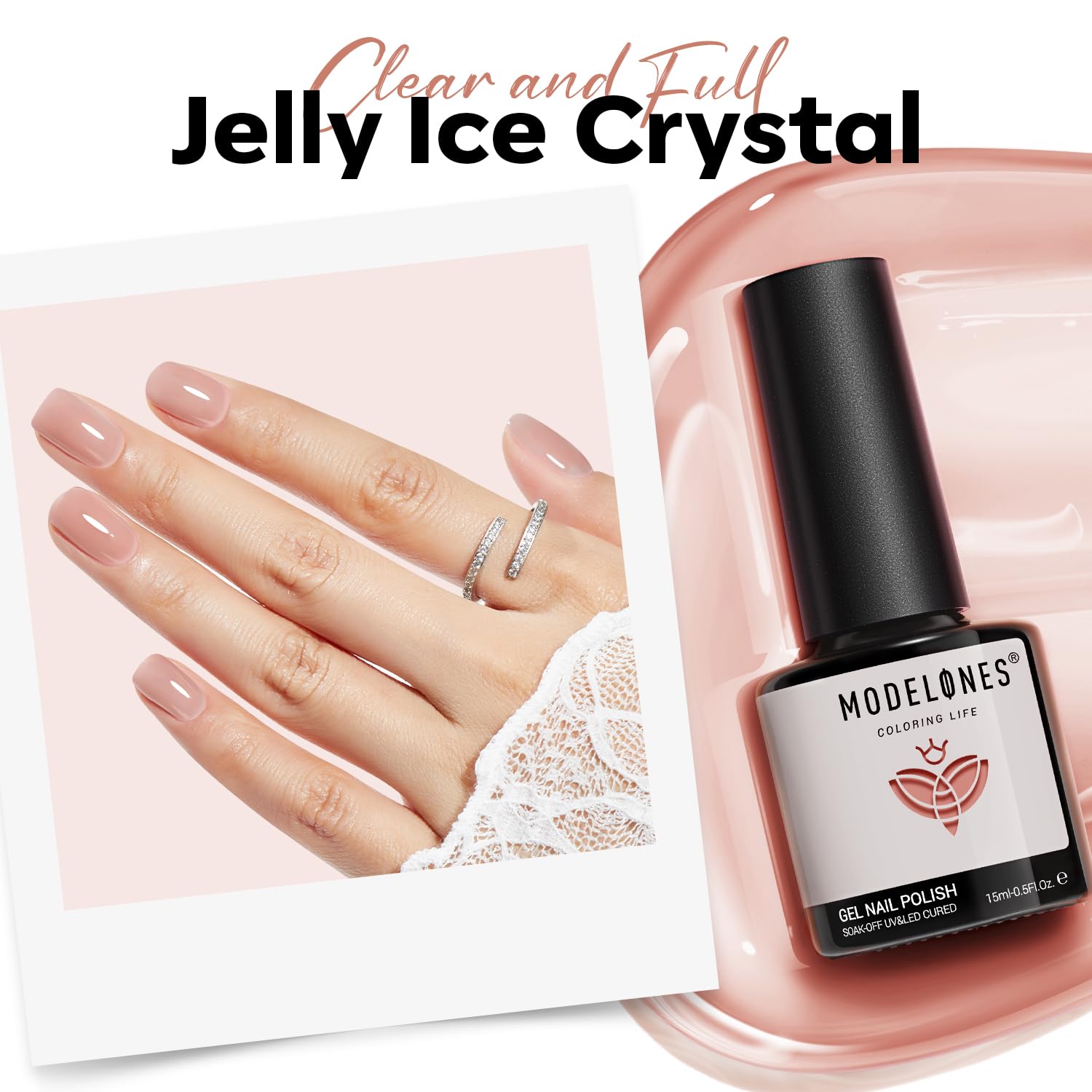 Modelones acabado final brillante para uñas naturales con brillo suave.