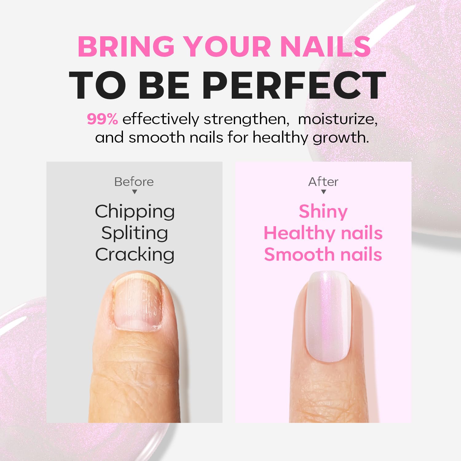 modelones: acabado perlado rosa que realza uñas con brillo natural.