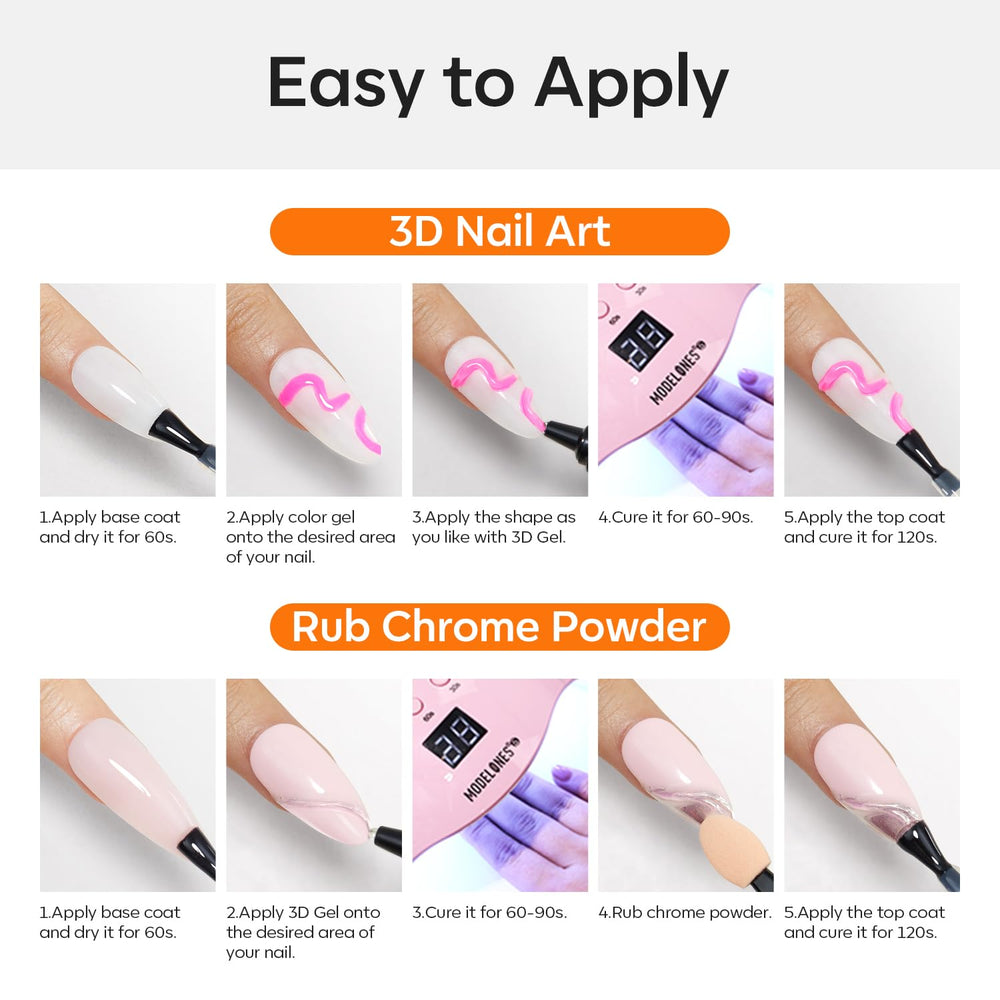Modelones aplicación fácil desde tubo suave para uñas 3D