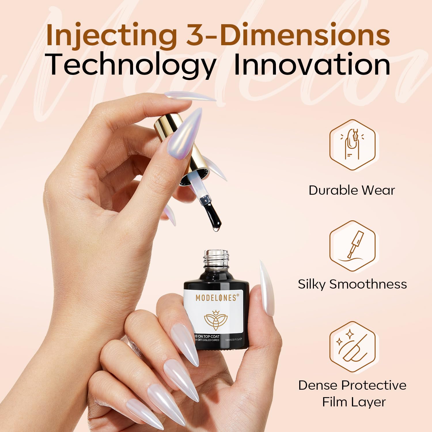 Modelones resultado duradero con protección de superficie de uñas.