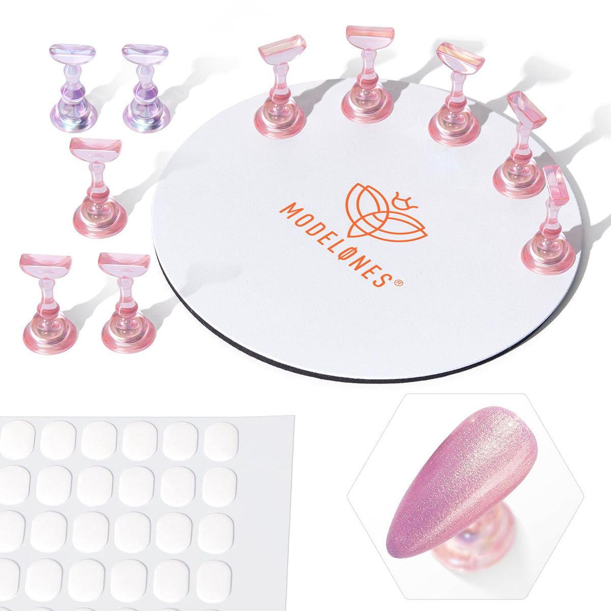 Modelones base metálica grande para exhibir uñas de forma estable.