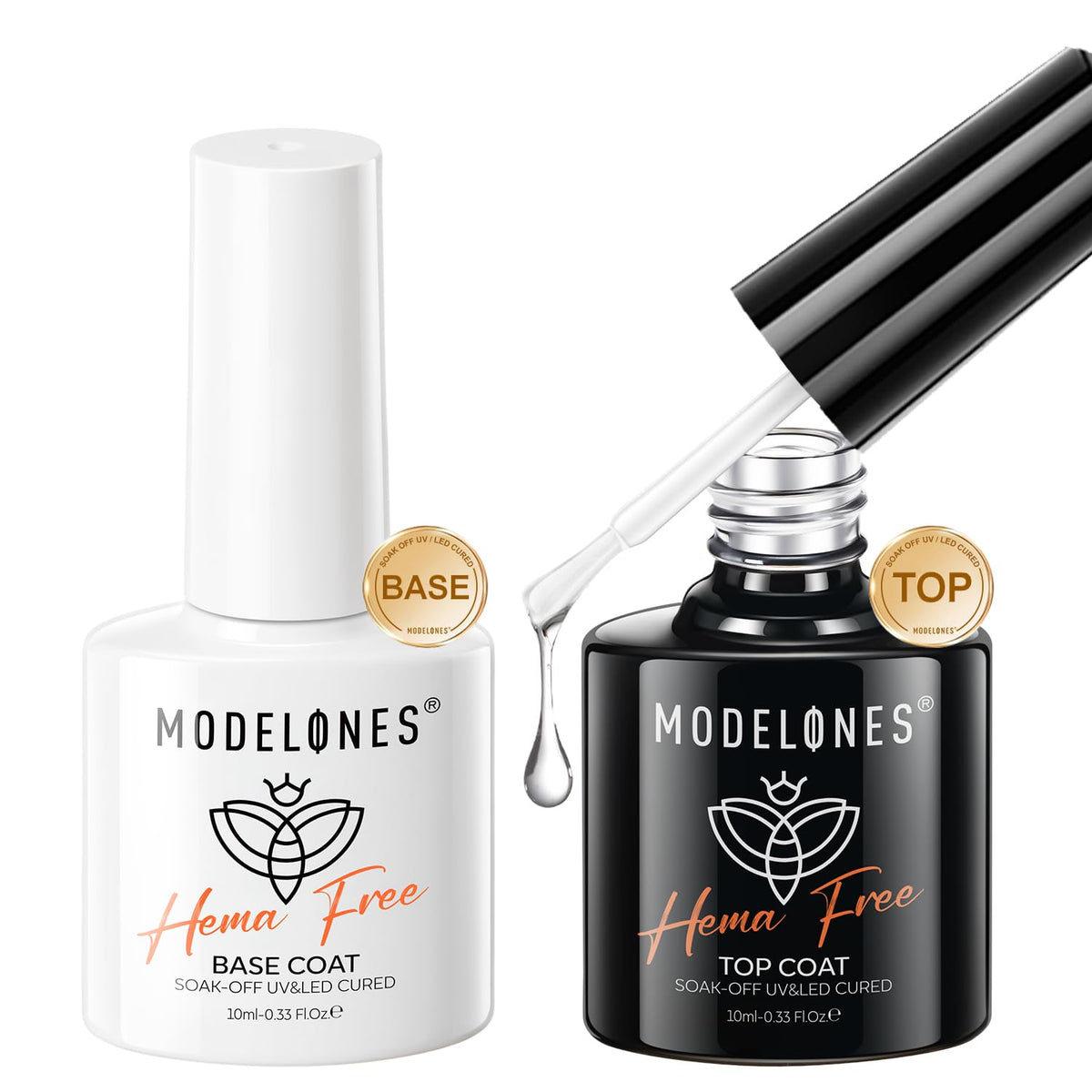 Modelones base y top coat con brillo alto para acabado deslumbrante