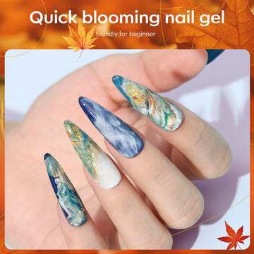 Modelones Blooming Gel: aplicación fácil para diseños de flores, mármol y acuarela.
