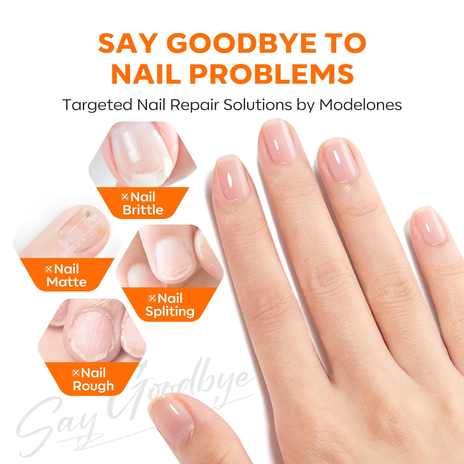 Modelones brillo natural de uñas para acabado elegante.