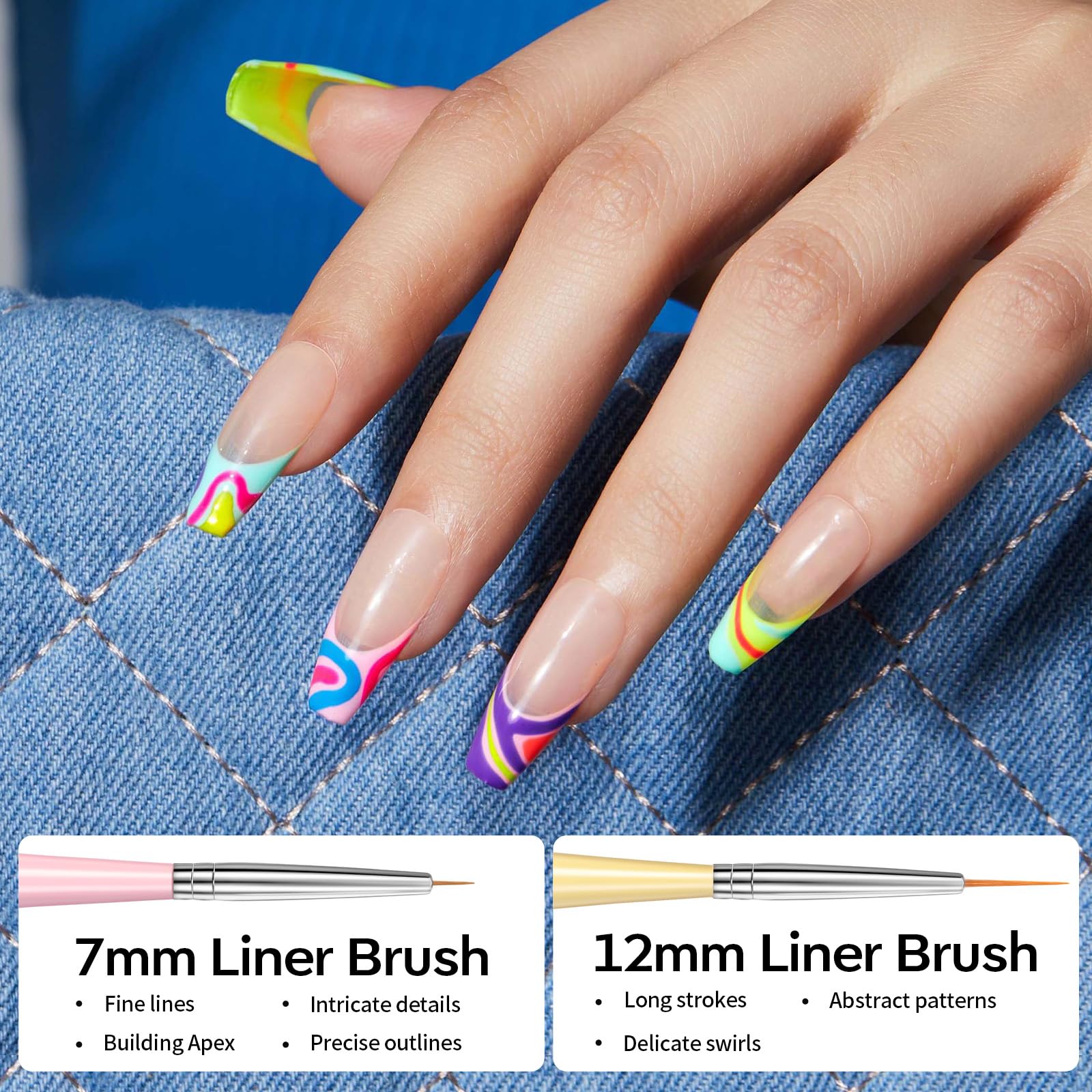 Modelones brocha punta francesa, ideal para delinear y crear detalles nítidos.