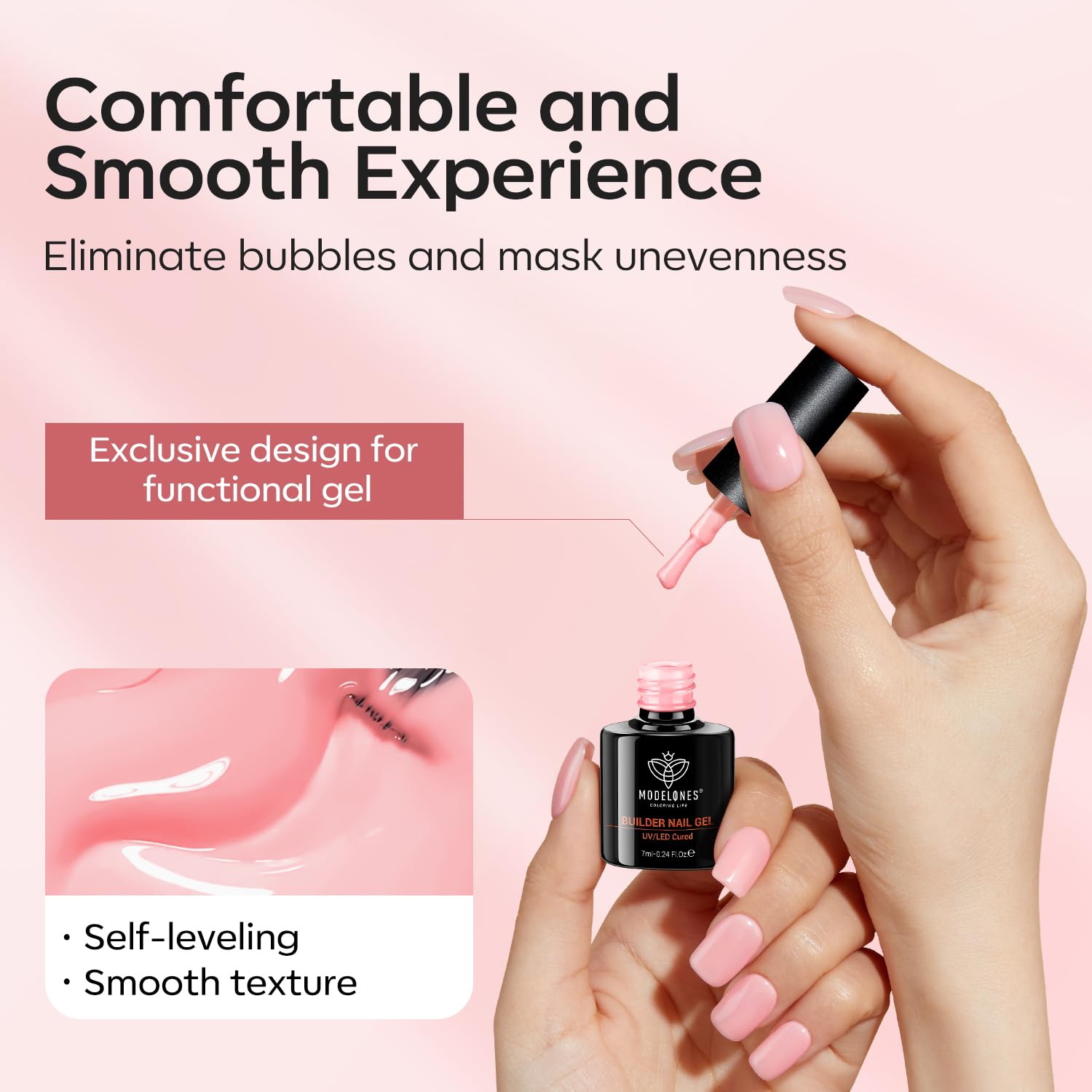 Modelones gel brillo suave y aspecto profesional