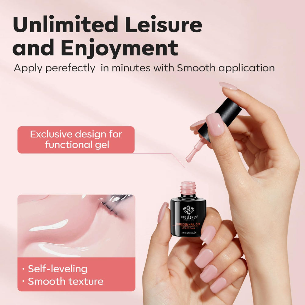 Modelones Builder Nail Gel enables gem decoration with a clean finish.