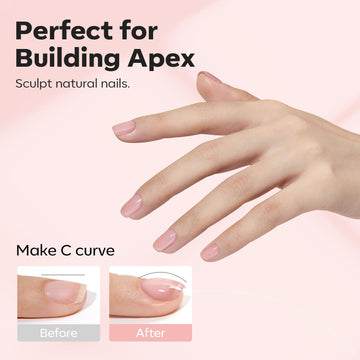 Modelones Builder Nail Gel shapes nails with a glossy finish.