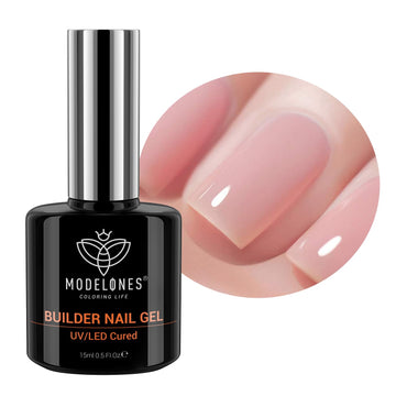 Modelones Builder Nail Gel rose blush base for smooth foundation.