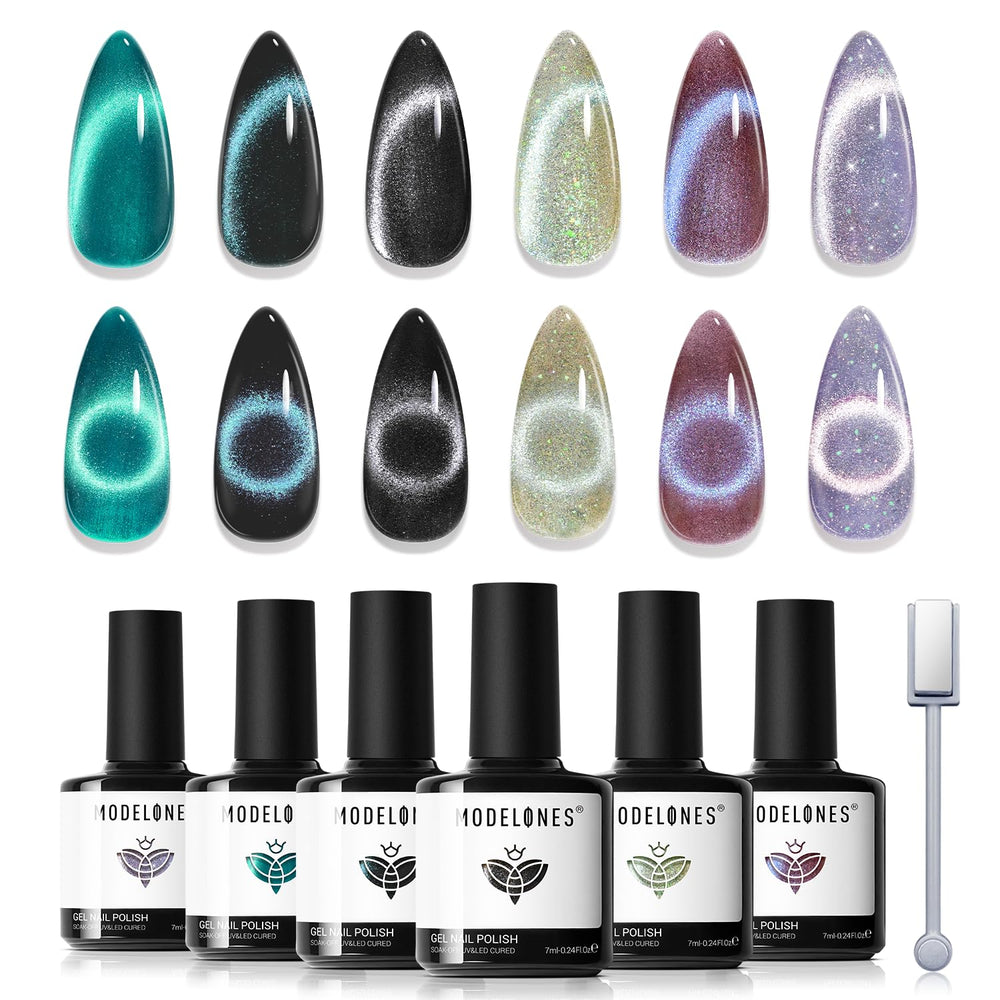 Modelones cat eye gel polish blue for magnetic shimmer and salon-like finish