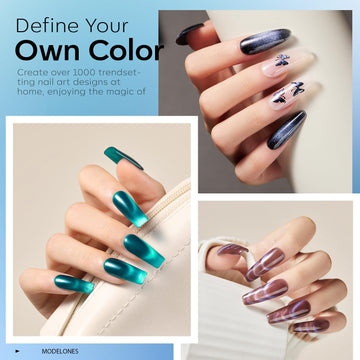 Modelones cat eye gel polish green for vivid shimmer and long wear