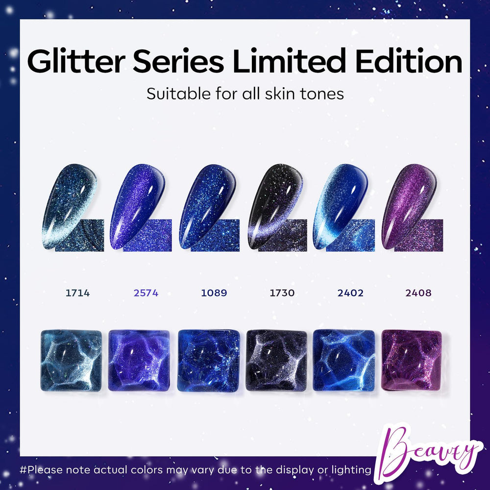 Modelones Esmalte gel ojo de gato purpura con brillo para destellos intensos