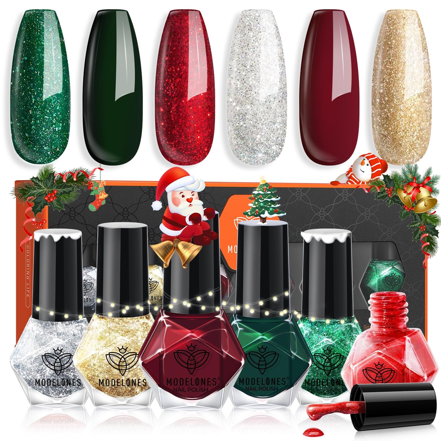 Modelones Christmas nail polish red for festive manicure and quick-dry results