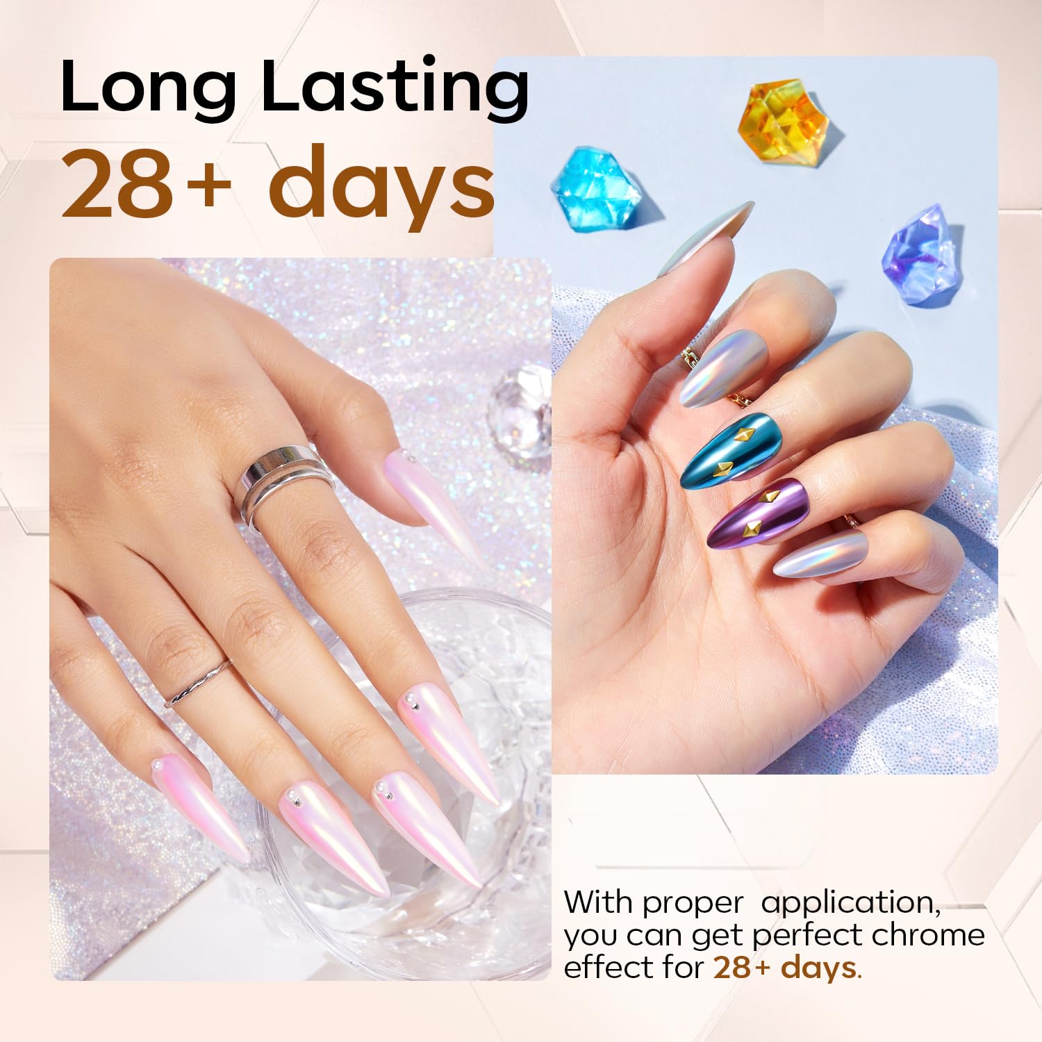 Modelones compatible con polvo cromo y gel para uñas.