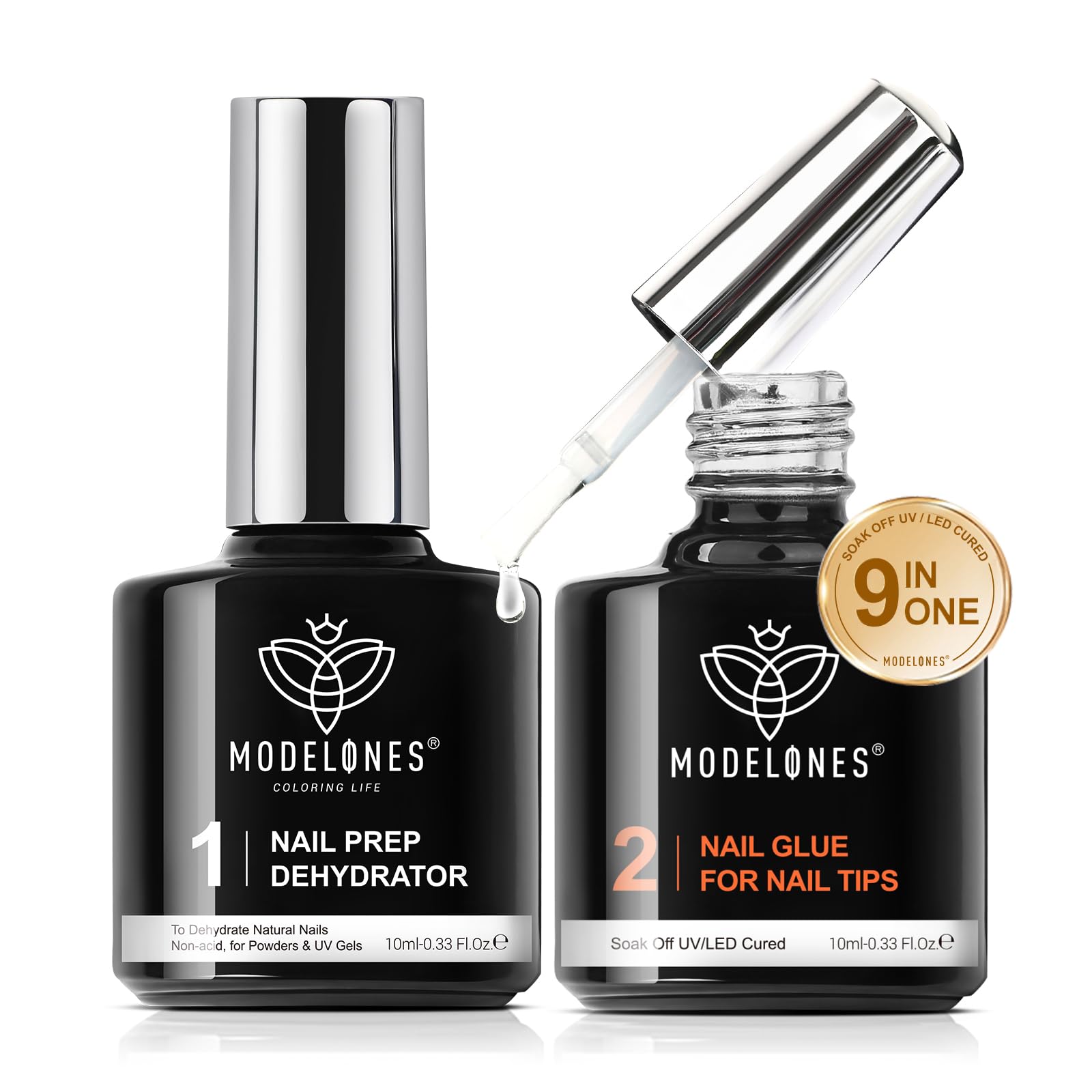 Modelones conjunto 9 en 1 para uñas, fijación duradera para manicura