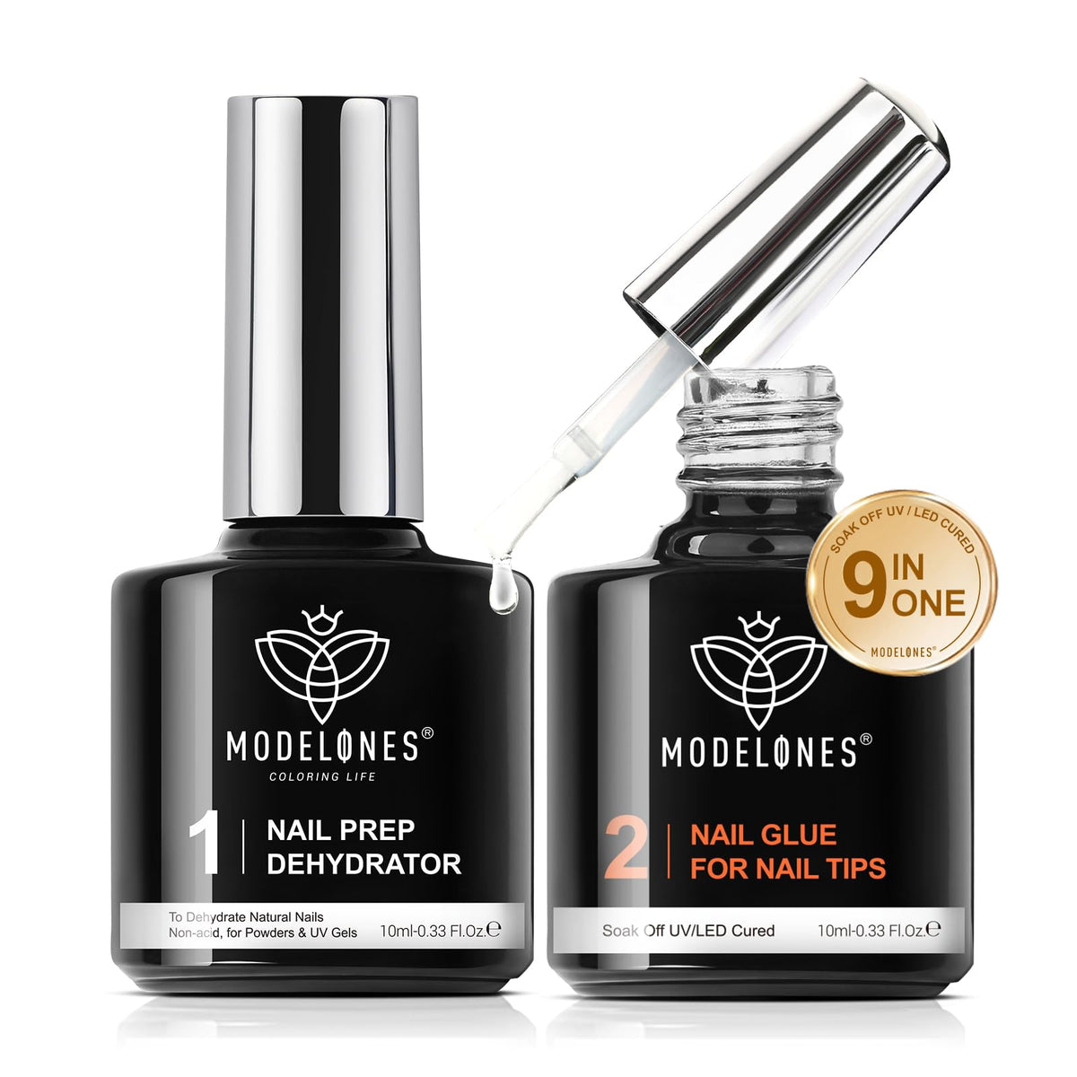 Modelones conjunto 9 en 1 para uñas, fijación duradera para manicura