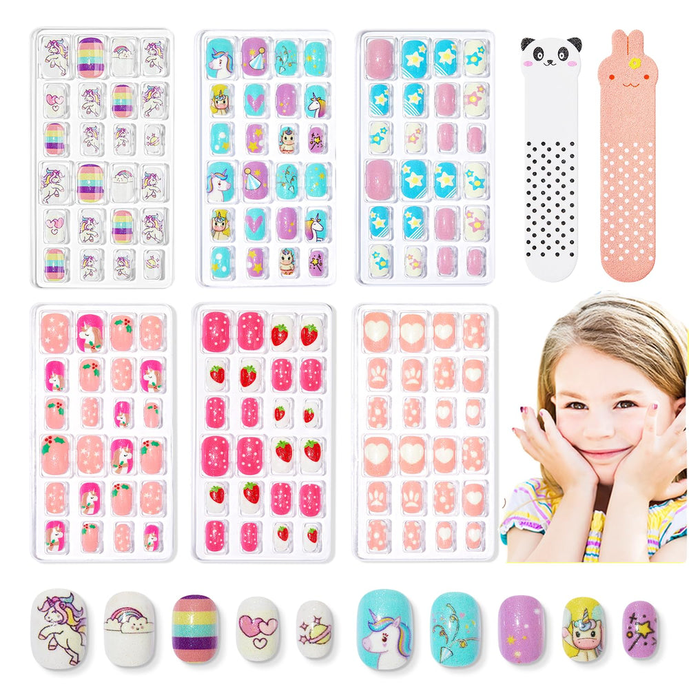 Modelones conjunto de uñas para niñas, 6 paquetes con colores divertidos y seguros.