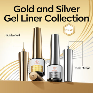 Modelones delineador de gel dorado con diseño remolino para uñas.